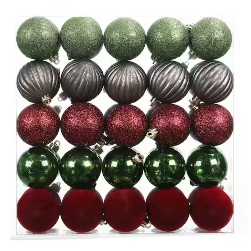 NWT Ashland 50-PACK Green and Red Holiday Ornaments -